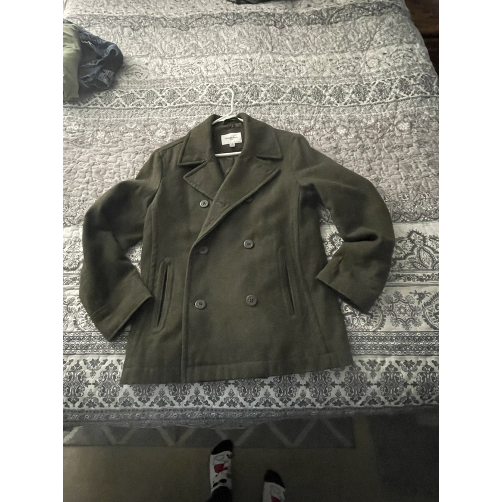 Good Fellow Pea Coat Deep Green Size S Wool